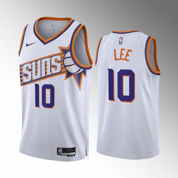 Men's Phoenix Suns #10 Damion Lee White Association Edition Stitched Basketball Jersey